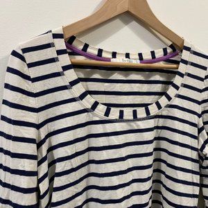 Boden Stripe Long Sleeve Tee Ivory Black 14